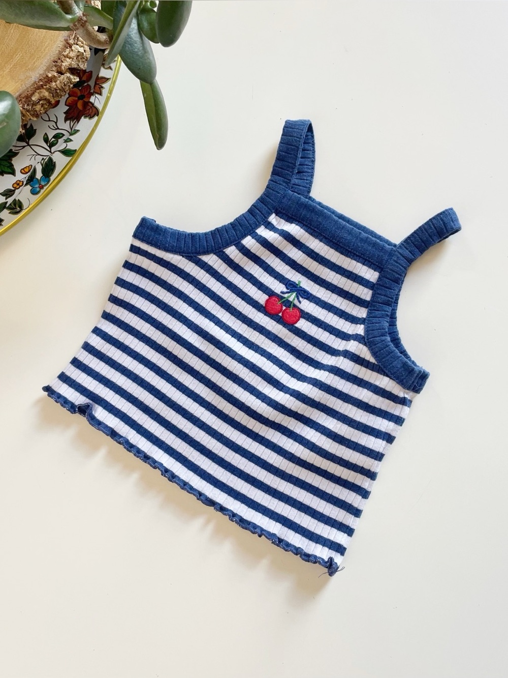 Crewcuts Cherry Ribbed Striped Tank Top | 6-12m